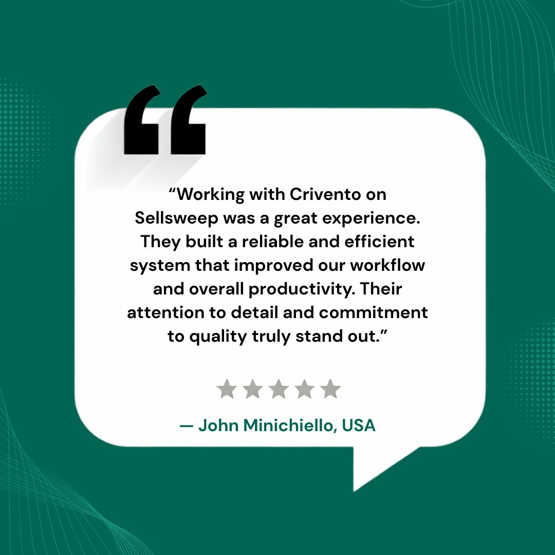 testimonial website development crivento